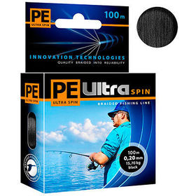 Леска плетеная Aqua PE Ultra Spin Black 100 м 0.16 мм (черная)