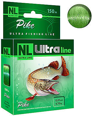 Леска летняя Aqua NL Ultra Pike (Щука) 150 м 0.20 мм (светло-зеленая)