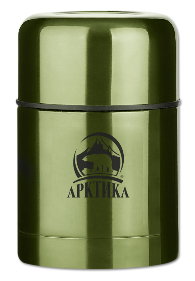 Термос Арктика с супер-широким горлом для супа и еды 302 (0,5л) болотный
