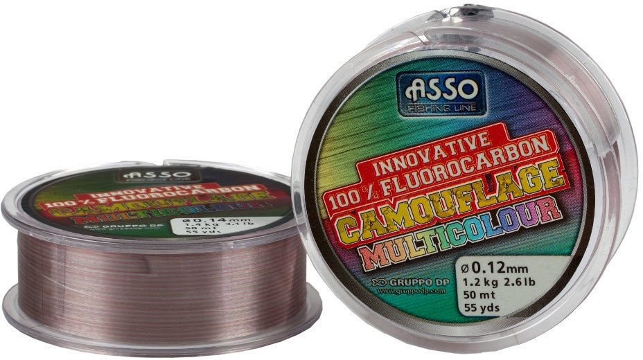 Леска ASSO Fluorocarbon Camouflage Multicolour 50м 0.12мм (бледно-фиолетовая)