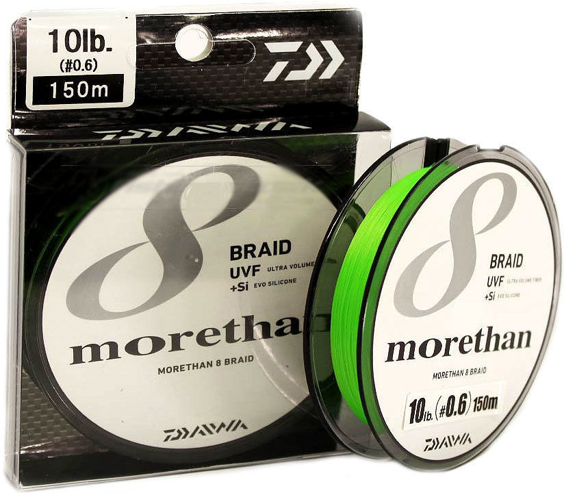 Леска плетеная Daiwa Morethan UVF 8 Braid+Si #0.6 150м 0.128мм (зеленая)