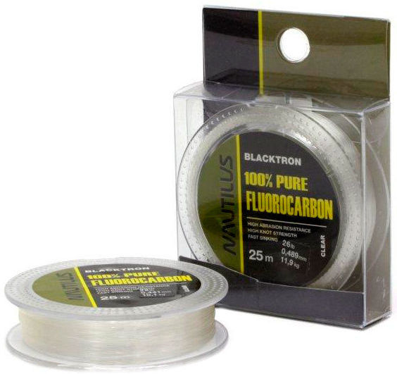 Леска Nautilus Blacktron 100% Fluorocarbon 25м 0.341мм (Clear)