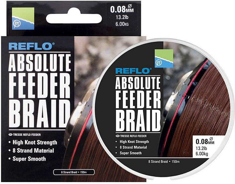 Леска плетеная Preston Innovations Reflo Absolute Feeder Braid 150м 0.08мм (коричневая)
