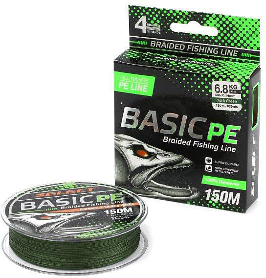 Леска плетенная Select Basic PE 150м 0.14мм (темно-зеленая)