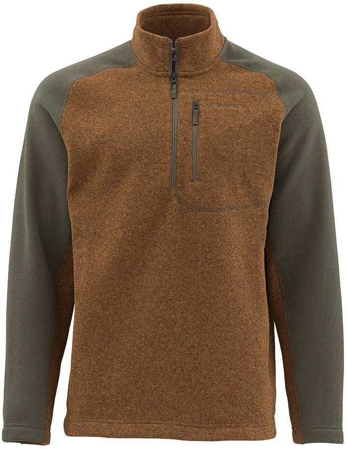 Пуловер Simms Rivershed Sweater Quarter Zip Saddle Brown р.L
