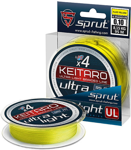 Шнур Sprut Keitaro Ultra Light Braided Line x4 95м 0,06мм (Fluo Yellow)